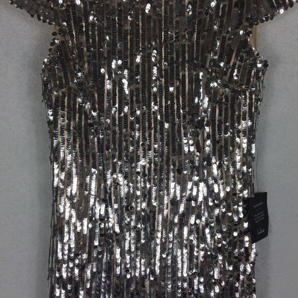 NWT Lulus Star Appeal Silver Rose Gold Sequin Bodycon Mini Dress Medium - Picture 10 of 16